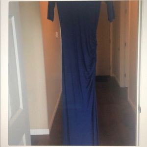 Royal blue v-neck short sleeve maxi dress